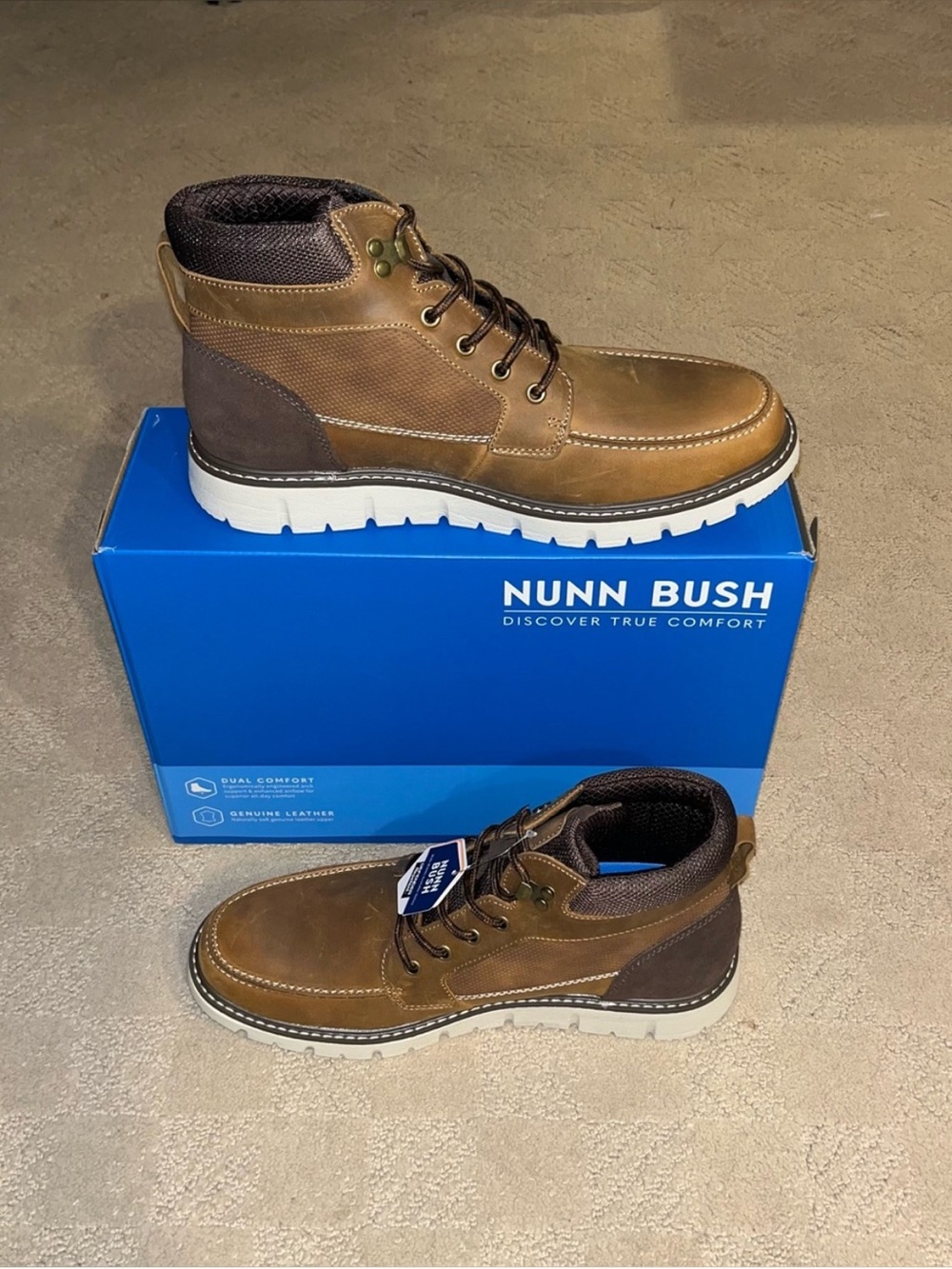Nunn Bush Karnak Water Resistant Moc Toe Boots Tan Ch Men’s Size 12 - Picture 4 of 14